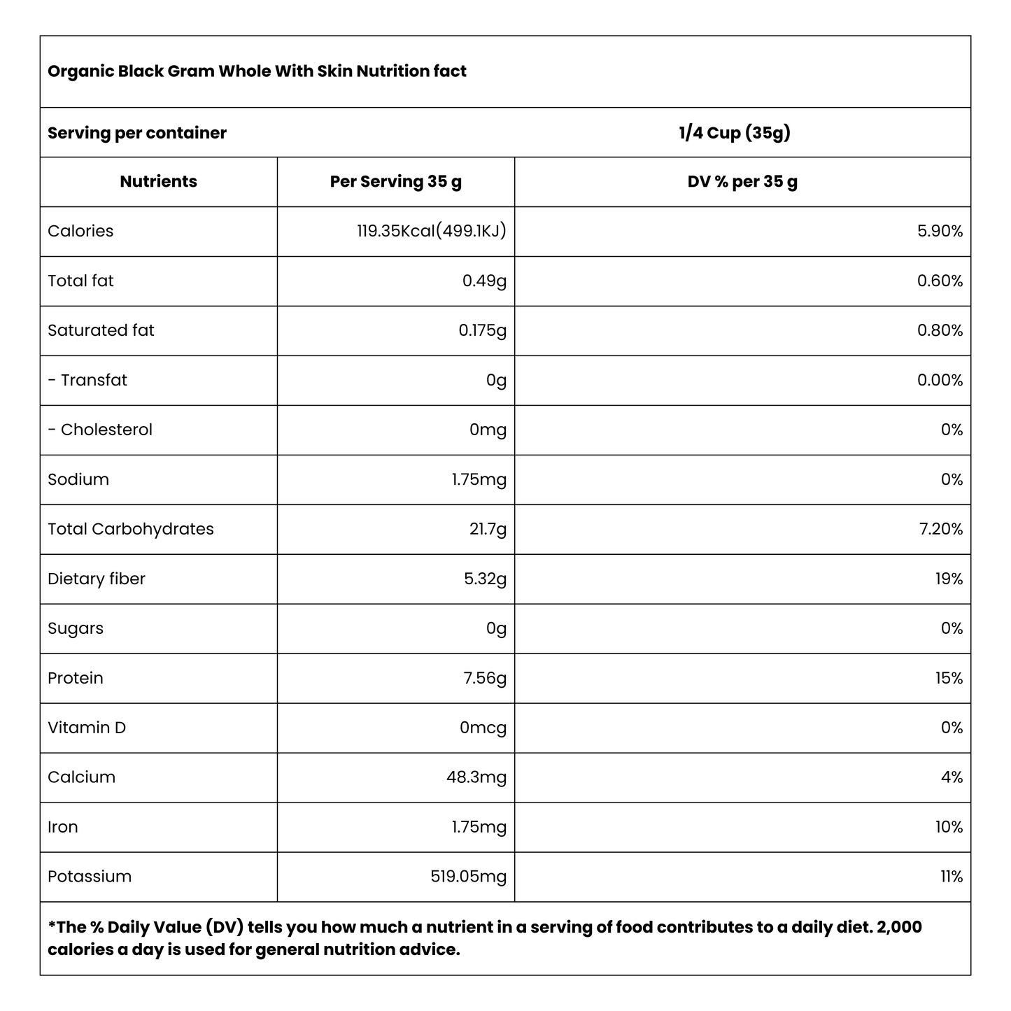 Black Gram Split With Skin (Urad Dal) - 1kg